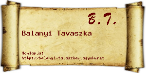 Balanyi Tavaszka névjegykártya